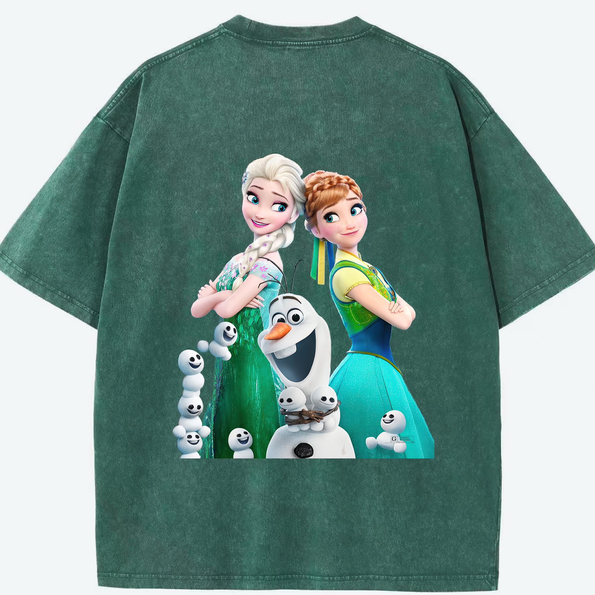 （画像用） アナと雪の女王 アンナ エルサ Frozen Anna Elsa 綿100% ヴィンテージ風 半袖Tシャツ（背面プリント）